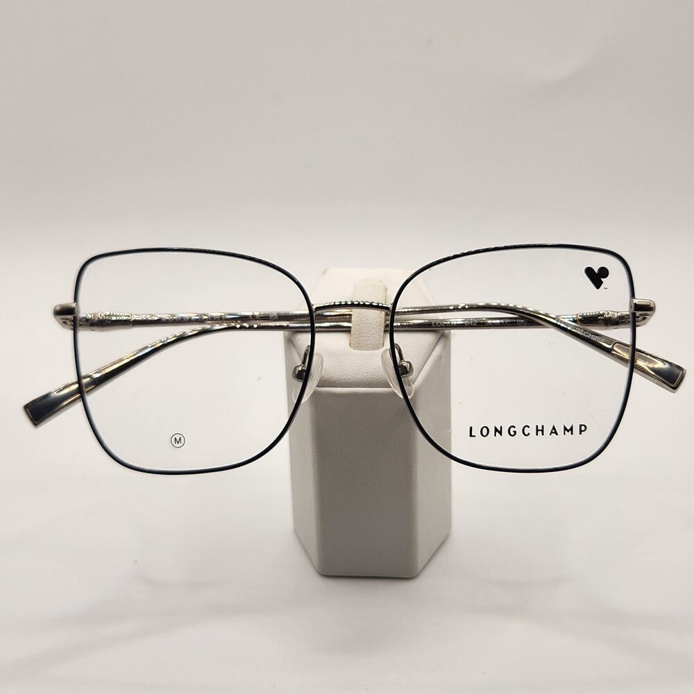 Longchamp LO2159 042 Butterfly Eyeglasses Frames Metal Blue Enamel Silver